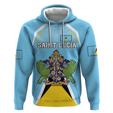 Personalized Saint Lucia Coat Of Arms Hoodie Sent Lisi Flag Style LT18