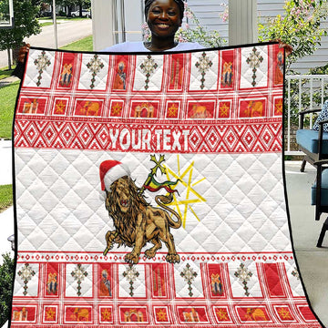 Personalized Ethiopia Melikam Gena Quilt Merry Christmas Lion of Judah LT18