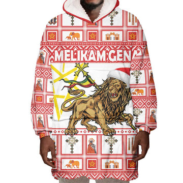 Personalized Ethiopia Melikam Gena Wearable Blanket Hoodie Merry Christmas Lion of Judah LT18