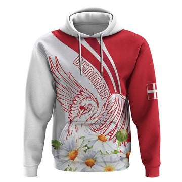 Personalized Denmark Hoodie Mute Swan With Marguerite Daisy LT18