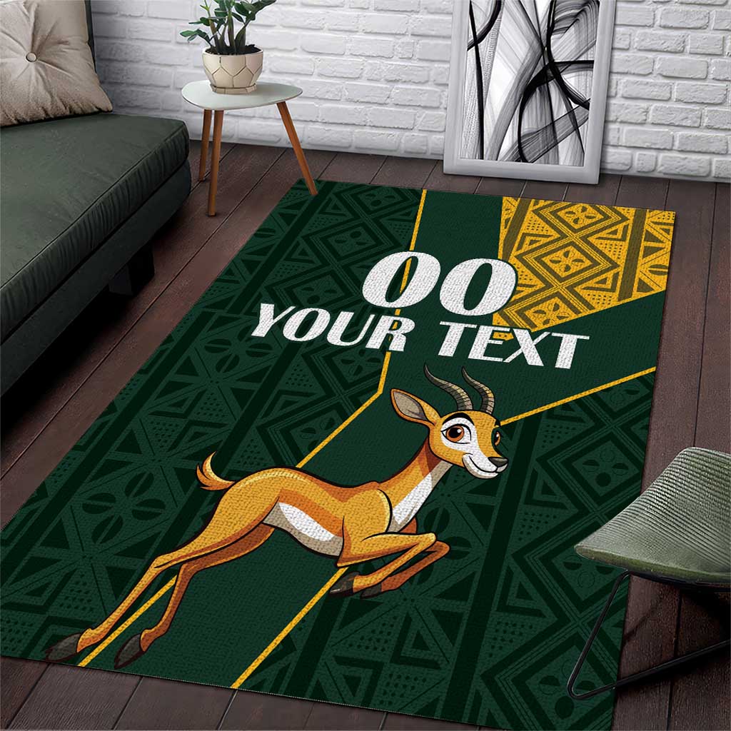 Custom South Africa Springbok Jumping Area Rug With Kente Patterns LT18