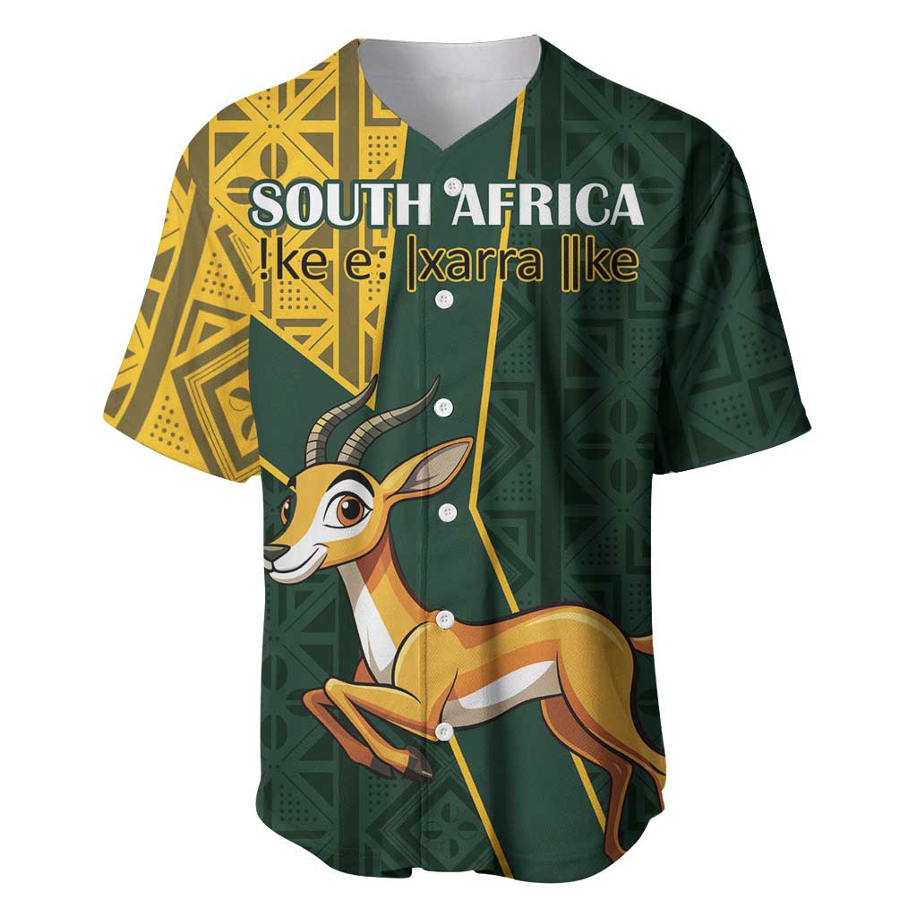 Custom South Africa Springbok Jumping Baseball Jersey With Kente Patterns LT18