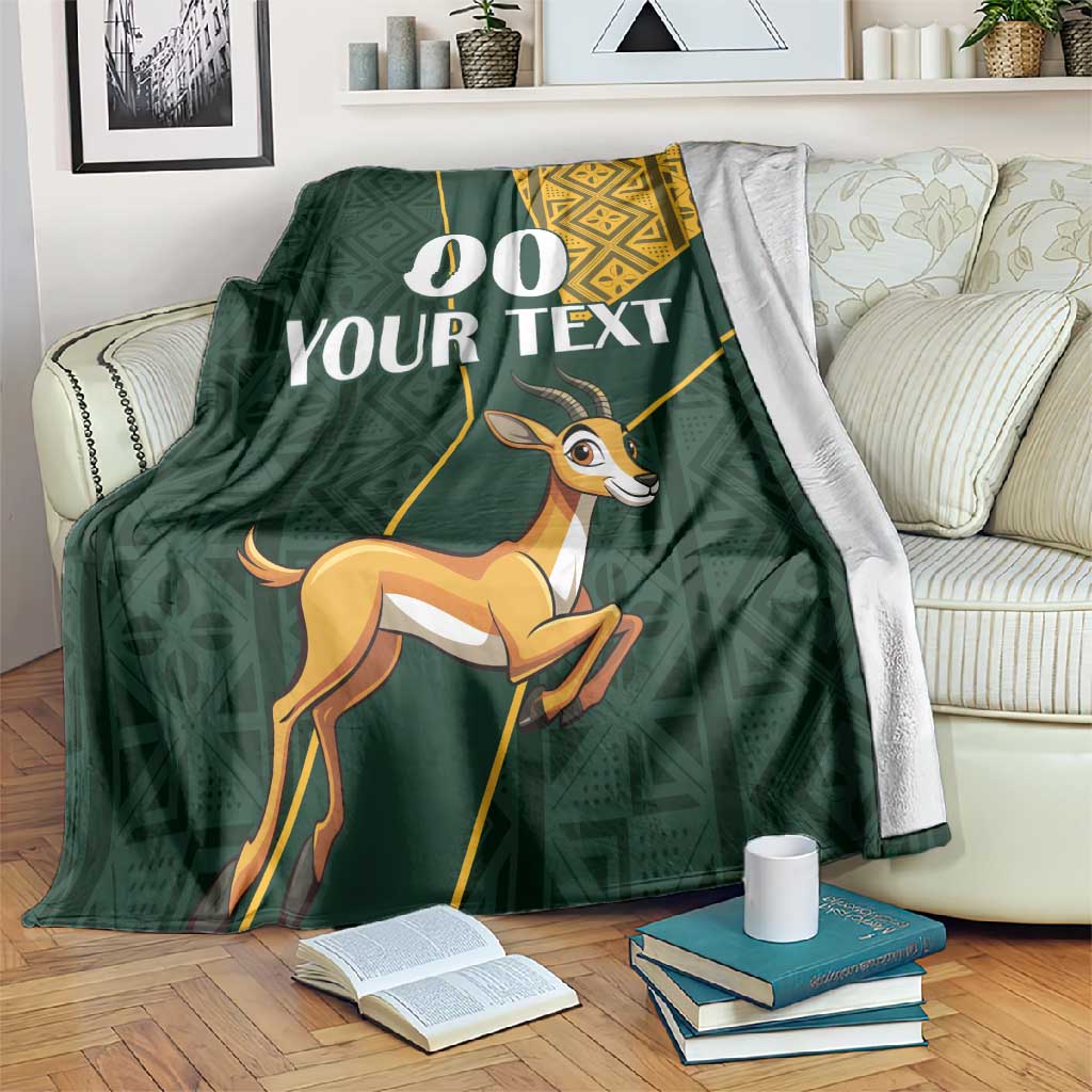 Custom South Africa Springbok Jumping Blanket With Kente Patterns LT18