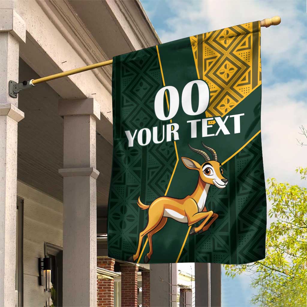 Custom South Africa Springbok Jumping Garden Flag With Kente Patterns LT18