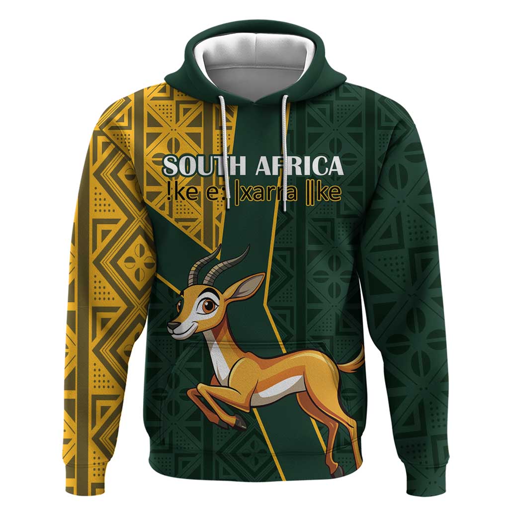 Custom South Africa Springbok Jumping Hoodie With Kente Patterns LT18