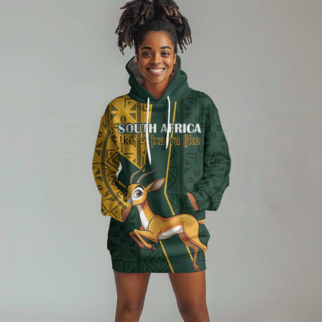 Custom South Africa Springbok Jumping Hoodie Dress With Kente Patterns LT18