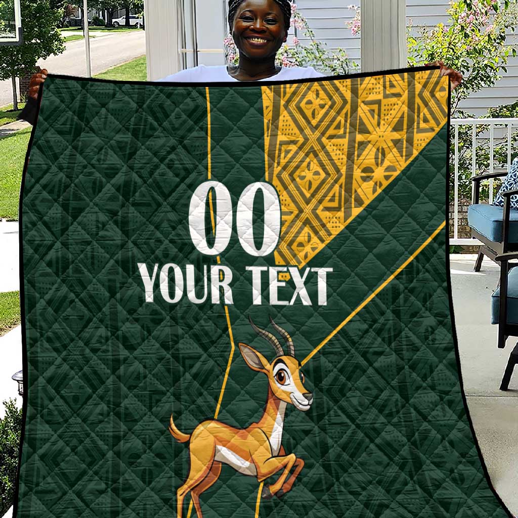 Custom South Africa Springbok Jumping Quilt With Kente Patterns LT18