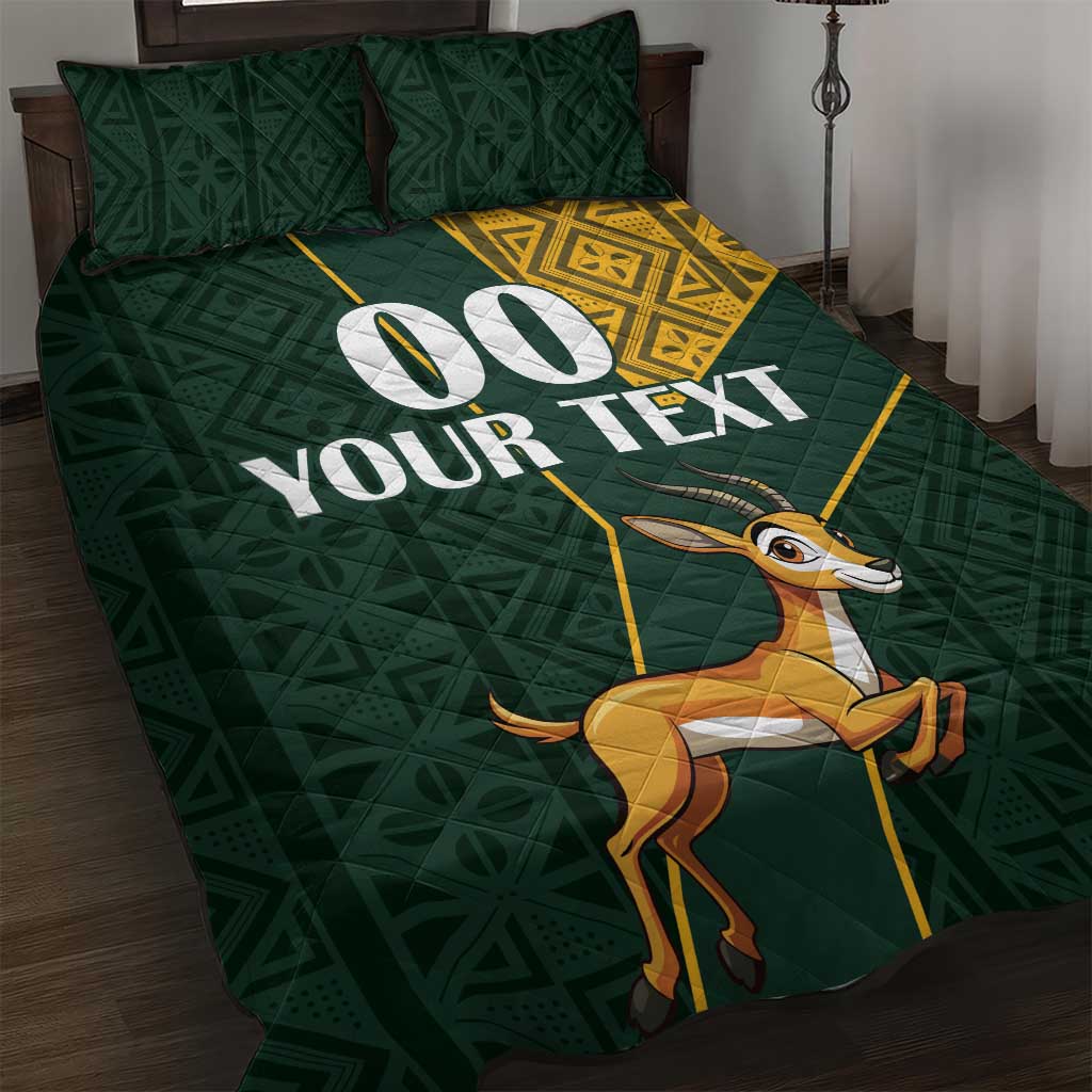 Custom South Africa Springbok Jumping Quilt Bed Set With Kente Patterns LT18