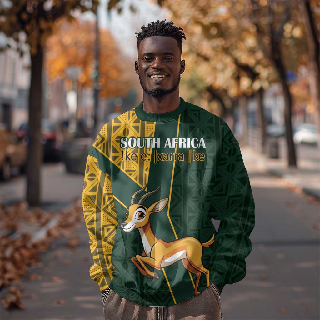 Custom South Africa Springbok Jumping Sweatshirt With Kente Patterns LT18