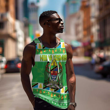 Personalized Afro Tanzania Christmas Men Tank Top Heri ya Krismasi With Coat Of Arms LT18