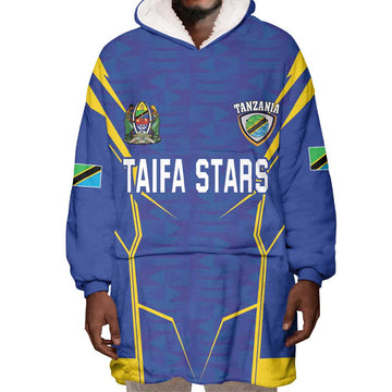 Custom Afro Tanzania Football Wearable Blanket Hoodie Taifa Stars Go Champion LT18