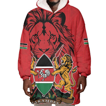 Kenya Wearable Blanket Hoodie Coat Of Arms With Kente Patterns LT18
