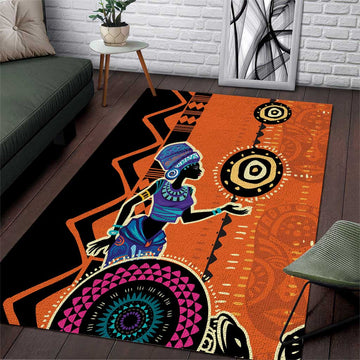 African Woman In Ethnic Dress Area Rug Ethnic Geometric Patterns LT18