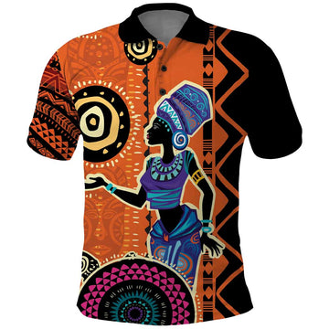 African Woman In Ethnic Dress Polo Shirt Ethnic Geometric Patterns LT18