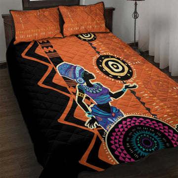 African Woman In Ethnic Dress Quilt Bed Set Ethnic Geometric Patterns LT18