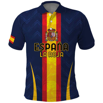 Custom Spain Football Polo Shirt La Roja With Carnation Pattern LT18