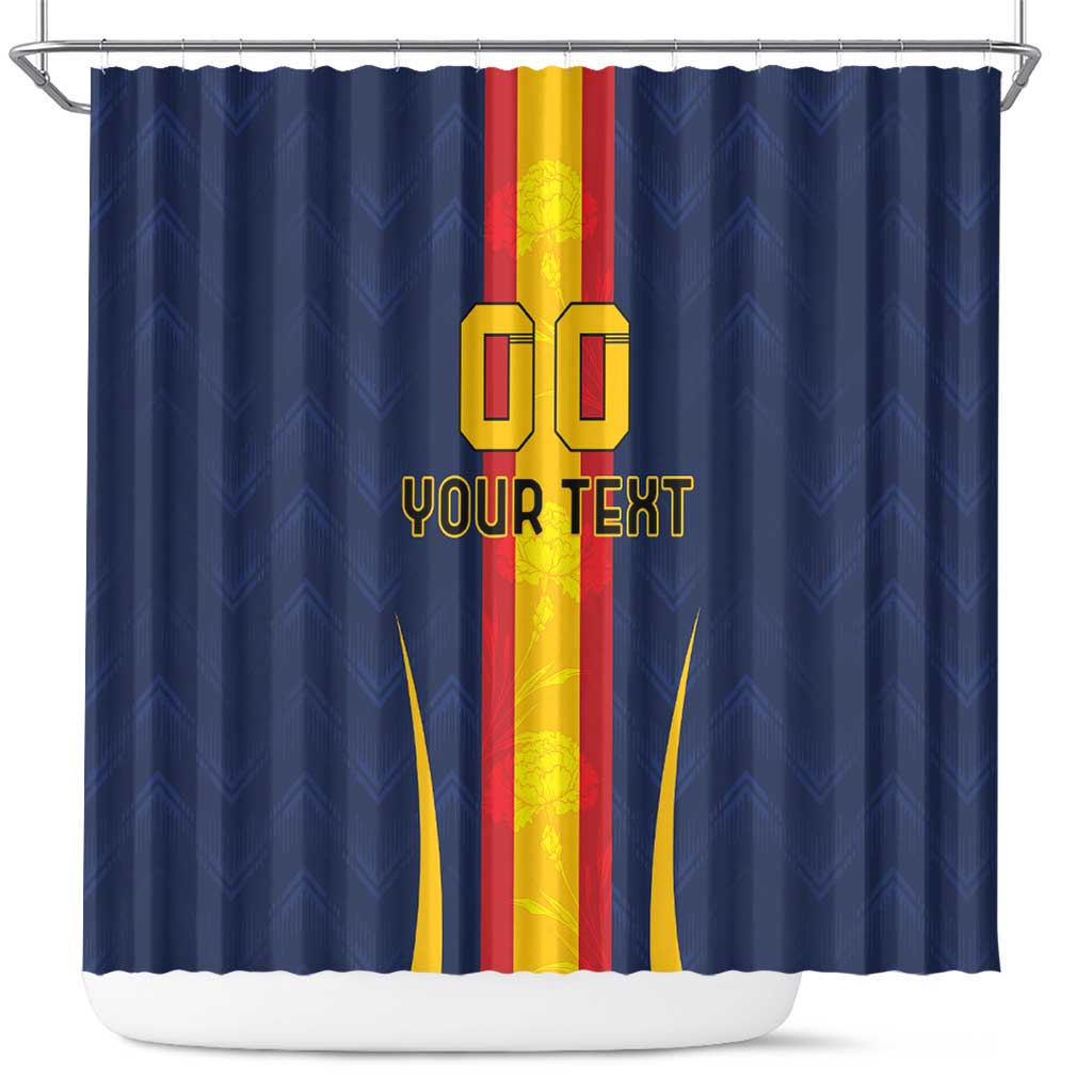 Custom Spain Football Shower Curtain La Roja With Carnation Pattern LT18