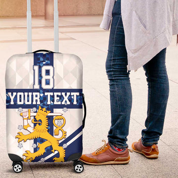 Custom Finland Football Luggage Cover Suomen jalkapallomaajoukkue LT18