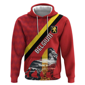 Personalized Belgium Hoodie Lion Rampant With Belgium Flag Colors LT18