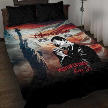 Happy MLK Day Quilt Bed Set Black Americans Leaders I Have a Dream LT18