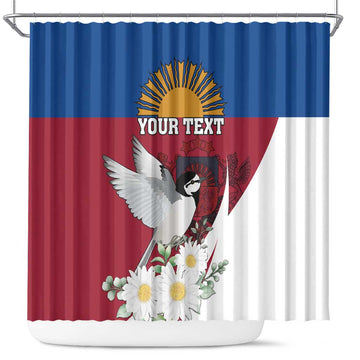 Personalized Latvia Shower Curtain White Wagtail Dievs Sveti Latviju LT18
