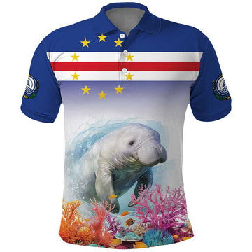 Cape Verde Manatee Polo Shirt Coral Reef With Flag Style LT18