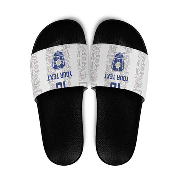 Custom York Minstrel Spirit Slide Sandals Norse Viking Pattern White Version LT18