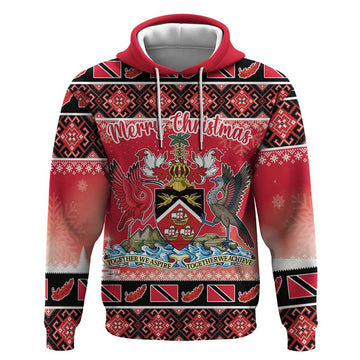 Personalized Trinidad and Tobago Christmas Hoodie Coat Of Arms Seamless Pattern LT18