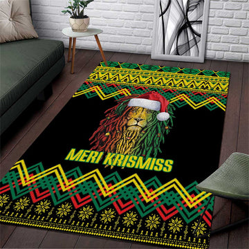Black Jamaican Christmas Area Rug Reggae Lion With Kente Pattern LT18