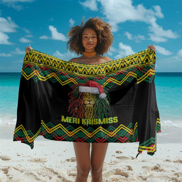 Black Jamaican Christmas Sarong Reggae Lion With Kente Pattern LT18