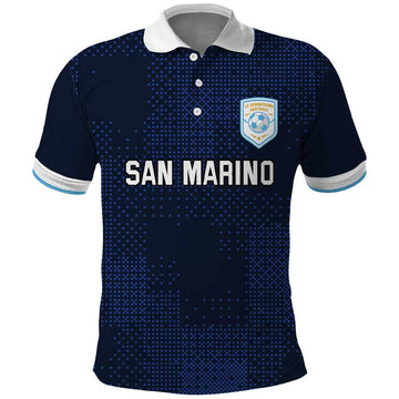 Custom San Marino Football Polo Shirt La Serenissima Pixellated Pattern LT18