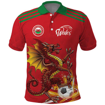 Custom Wales Football Polo Shirt Y Ddraig Goch Ddyry Cychwyn LT18