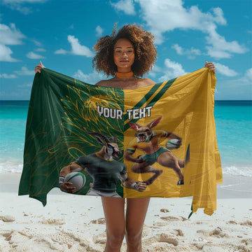 South Africa Australia Rugby Champion Personalized Sarong Springboks Wallabies Mascot LT18