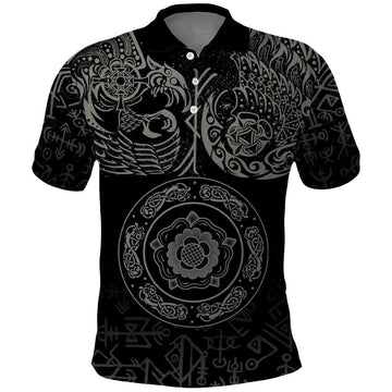 Viking Pride of Yorkshire Polo Shirt Black Odins Ravens Nordic LT18