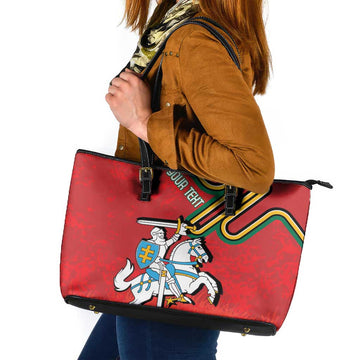 Personalized Lithuania Coat Of Arms Leather Tote Bag Special Version LT18