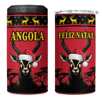 Afro Angola Giant Sable Antelope Christmas 4 in 1 Can Cooler Tumbler Virtus Unita Fortior Feliz Natal LT18