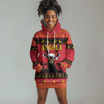 Afro Angola Giant Sable Antelope Christmas Hoodie Dress Virtus Unita Fortior Feliz Natal LT18