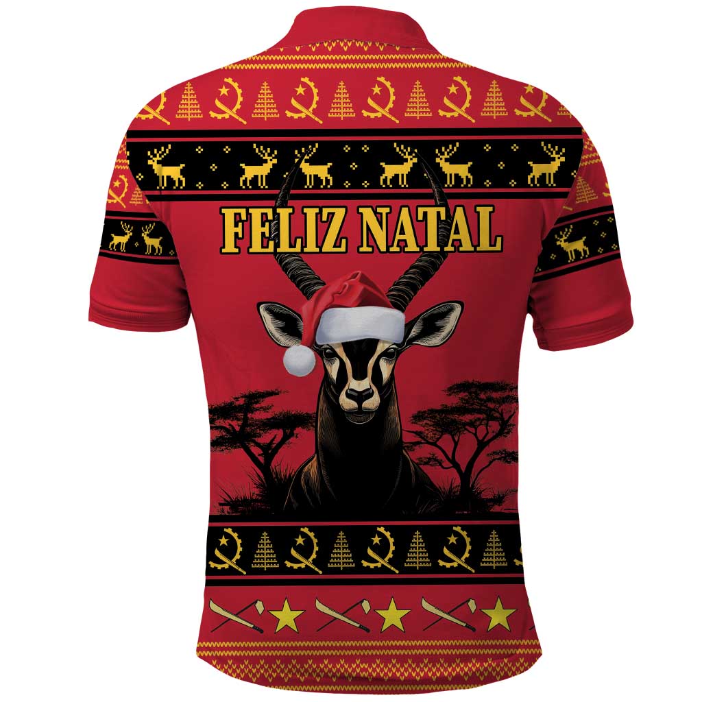 Angola Christmas Polo Shirt Giant Sable Antelope Virtus Unita Fortior LT18