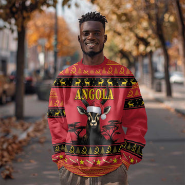 Afro Angola Giant Sable Antelope Christmas Sweatshirt Virtus Unita Fortior Feliz Natal LT18