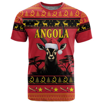 Afro Angola Giant Sable Antelope Christmas T shirt Virtus Unita Fortior Feliz Natal LT18