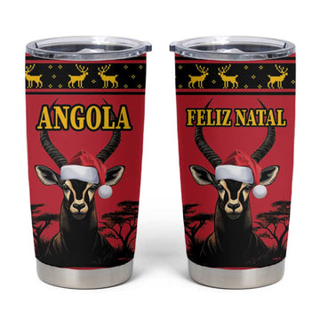 Afro Angola Giant Sable Antelope Christmas Tumbler Cup Virtus Unita Fortior Feliz Natal LT18
