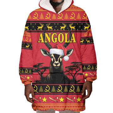 Afro Angola Giant Sable Antelope Christmas Wearable Blanket Hoodie Virtus Unita Fortior Feliz Natal LT18