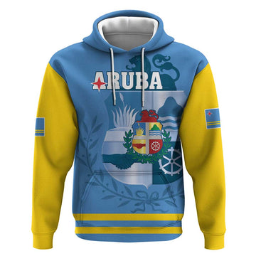 Custom Aruba Coat Of Arms Hoodie With Flag Style LT18