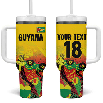 Custom Guyana Football Pride Tumbler With Handle Golden Jaguars Go Champion - Yellow LT18