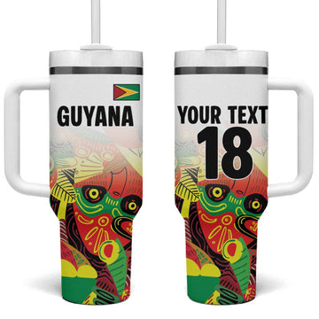 Custom Guyana Football Pride Tumbler With Handle Golden Jaguars Go Champion - White LT18