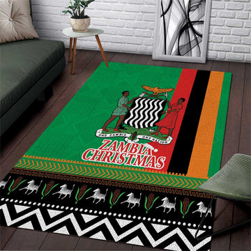 Afro Zambia Christmas Area Rug Coat Of Arms With Kente Pattern LT18