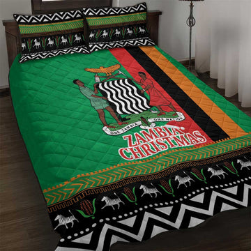 Afro Zambia Christmas Quilt Bed Set Coat Of Arms With Kente Pattern LT18