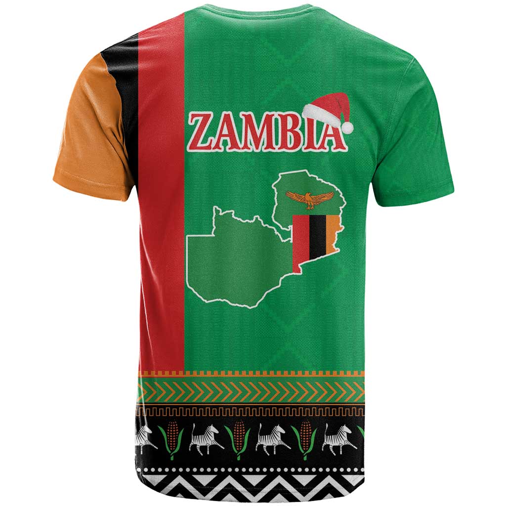 Afro Zambia Christmas T shirt Coat Of Arms With Kente Pattern LT18