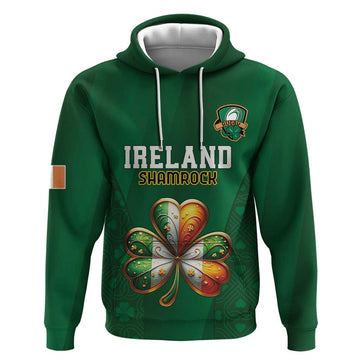 Custom Ireland Rugby Hoodie Shamrock With Ireland Flag Colors LT18