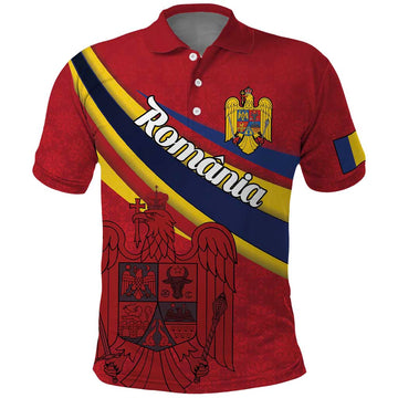 Personalized National Flag Of Romania Day Polo Shirt Coat of arms LT18